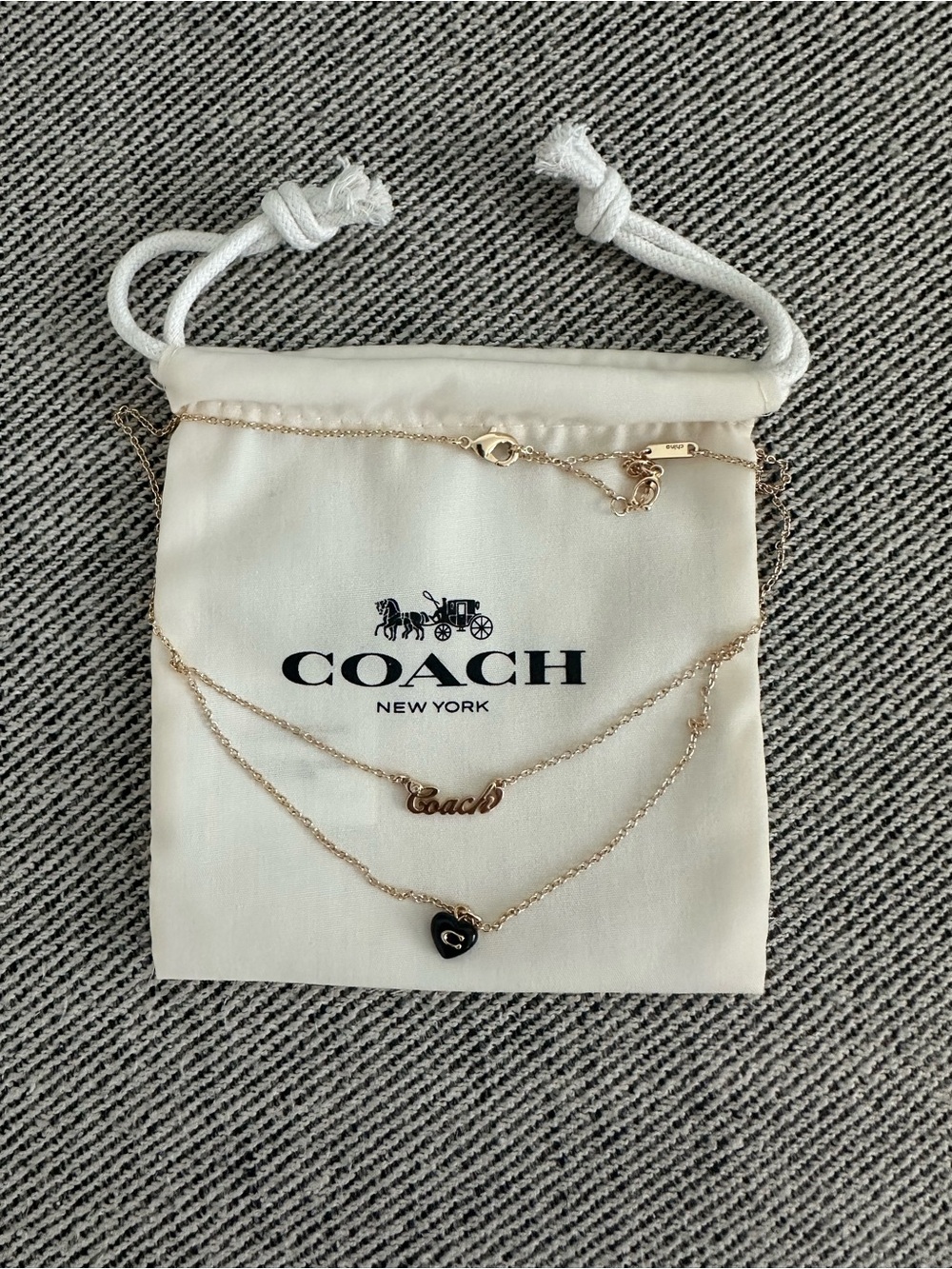Coach Script Resin Heart Layered Necklace CGG89